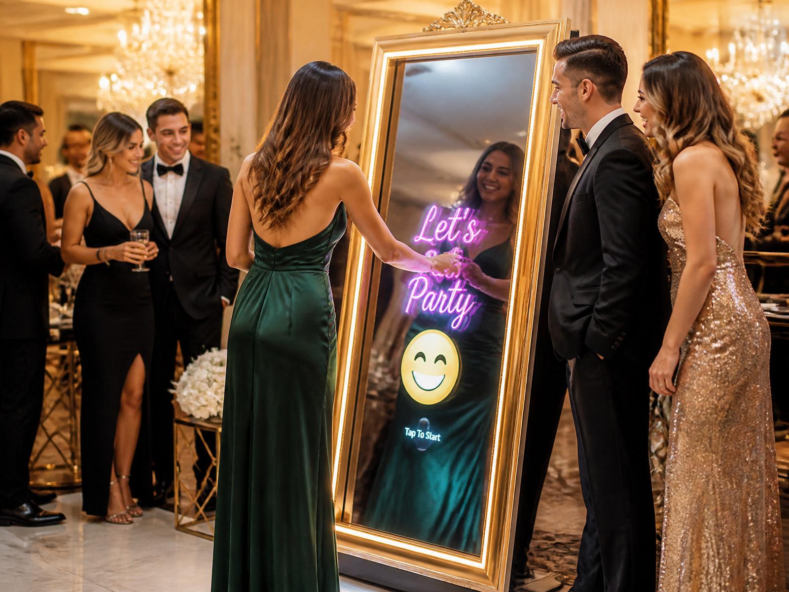 Luxury mirror photo booth at an elegant wedding reception